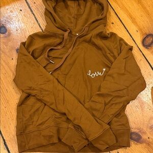 Spiritual Gangster Women's Hoodie Sweatshirt in Rust Brown with 'Love' Script